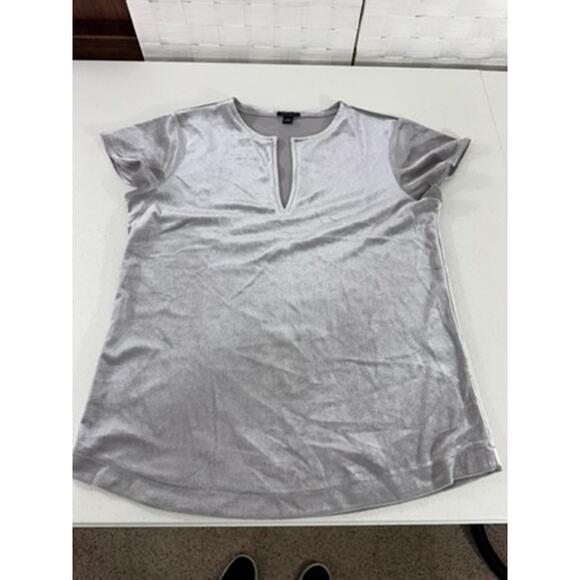 "ANN TAYLOR" Velvet Short Sleeve Blouse Keyhole Tie In Front SZ S Professional - Picture 4 of 10